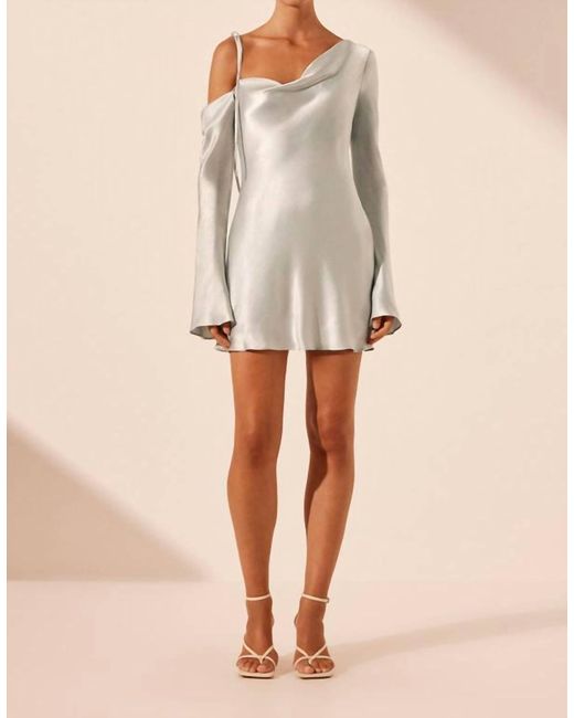 Shona Joy Women's Natural Sofia Asymmetrical Long Sleeve Mini Dress