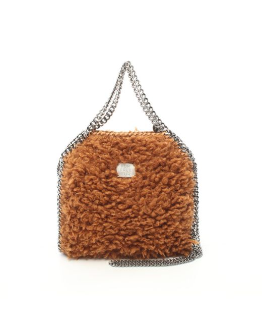 Stella McCartney Brown Falabella Mini Chain Shoulder Bag Fake Fur Light