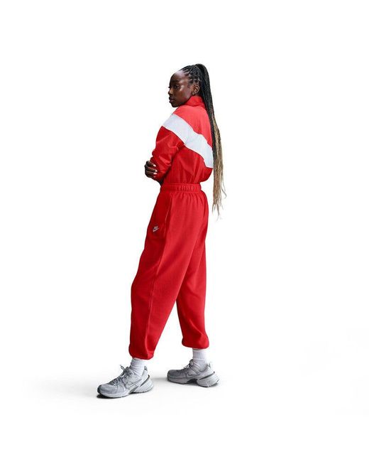 Nike Women's Red Sportswear Club Fleece Mid-Rise Oversized Sweatpants