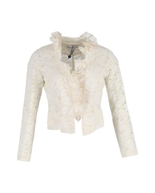 Oscar de la Renta Lace Evening Jacket In White Cotton