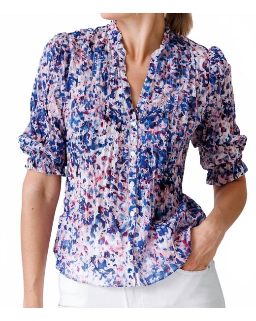 Go> By Go Silk Blue Darcy Button Front Shirt