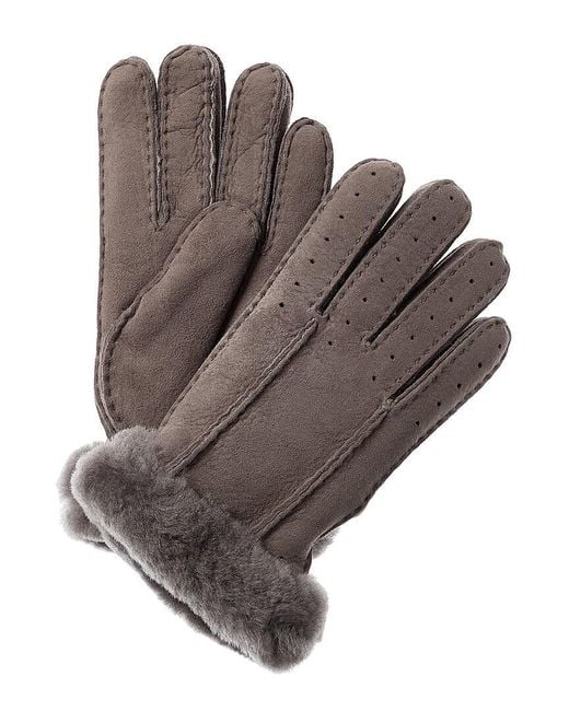 Ugg Brown Classic Perforated Two Point Suede Gloves