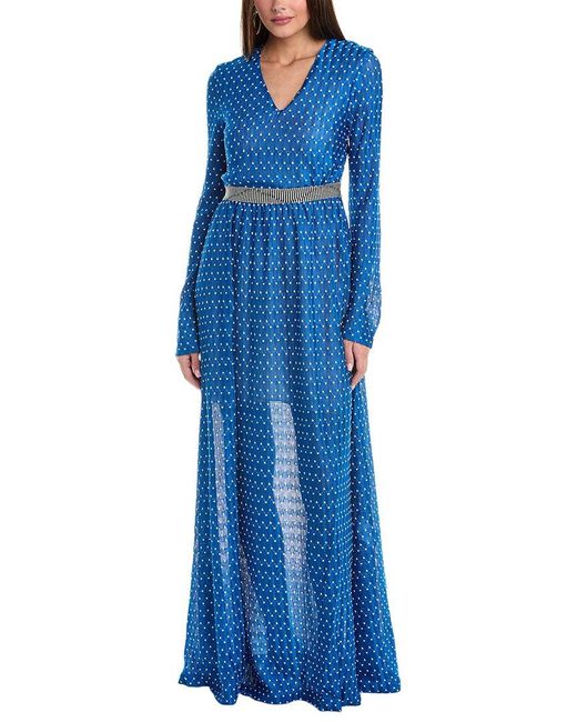 M Missoni Blue Knit Long Maxi Dress