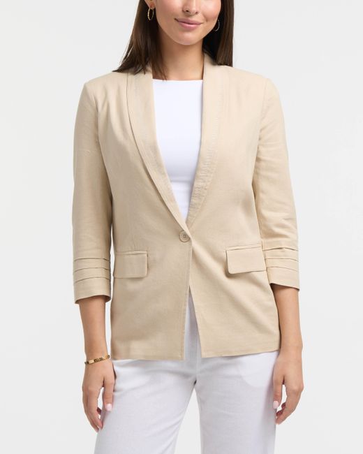 Ellen Tracy Natural Tailored Linen-Blend Blazer