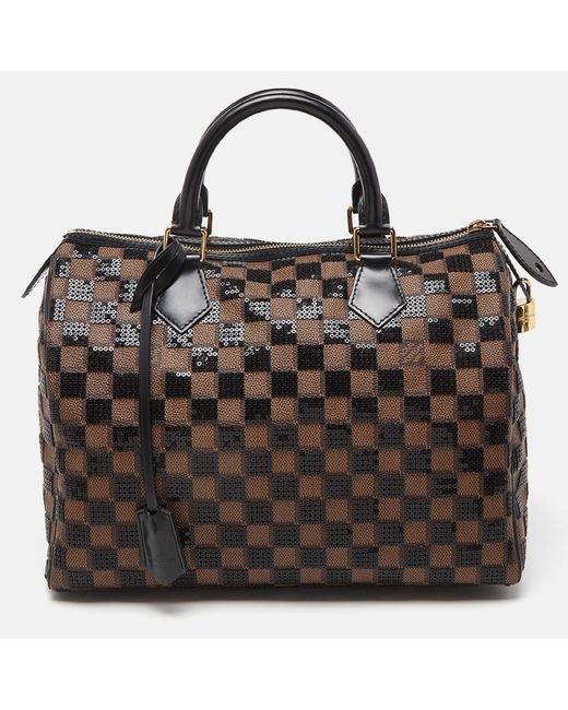 Louis Vuitton Black Damier Ebene And Sequins Paillettes Limited Edition Speedy 30 Bag