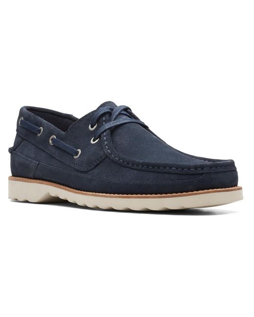 Clarks Blue Durleigh Sail Suede Lace Up Boat Shoes for men