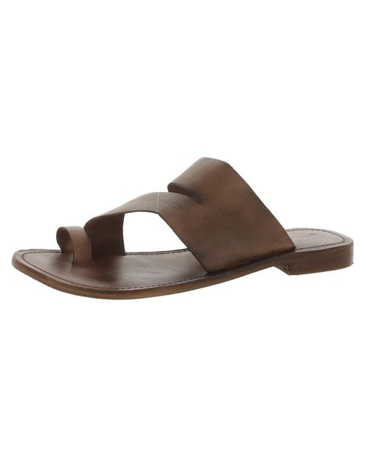 Free People Brown Abiline Leather Toe Loop Slide Sandals