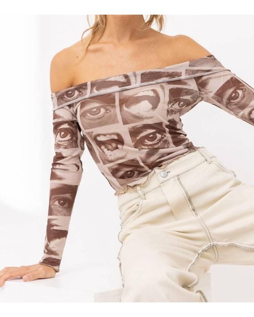 Pretty Garbage Natural Two-Faced Mesh Top