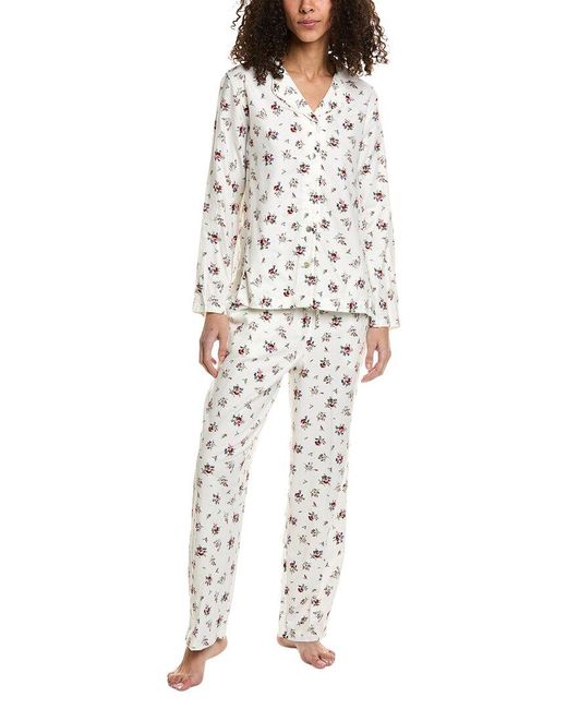 Carole Hochman White 2pc Pajama Pant Set