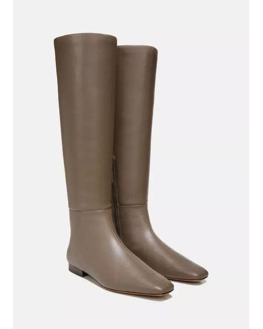 Vince Brown Nella H8429L2 Boots Taupe Leather Square Toe Knee High Jobb1214