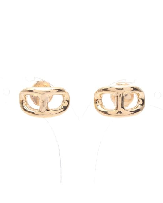 Hermès Metallic Chaîne D'ancre Earrings K18yg Yellow Gold