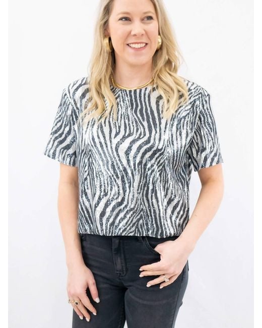 Strut & Bolt Gray Sequin Top