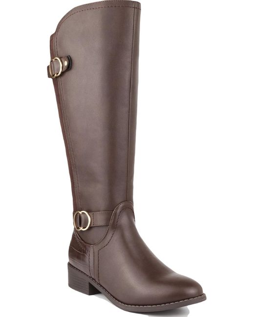 Karen Scott Brown Leandraa Extra Wide Calf Faux Leather Knee-high Boots