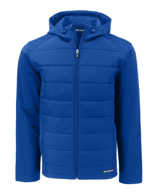Cutter & Buck Blue Evoke Hybrid Softshell Recycled Full Zip Hooded Jacket for men