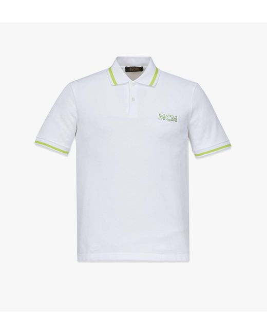 MCM White Logo Polo Shirt In Organic Cotton for men