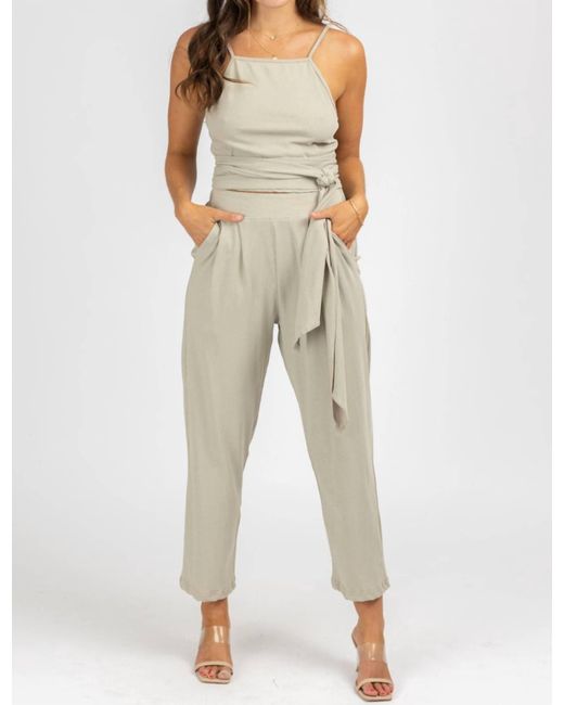 Olivaceous Natural Wrap Top + Pleated Pant Set