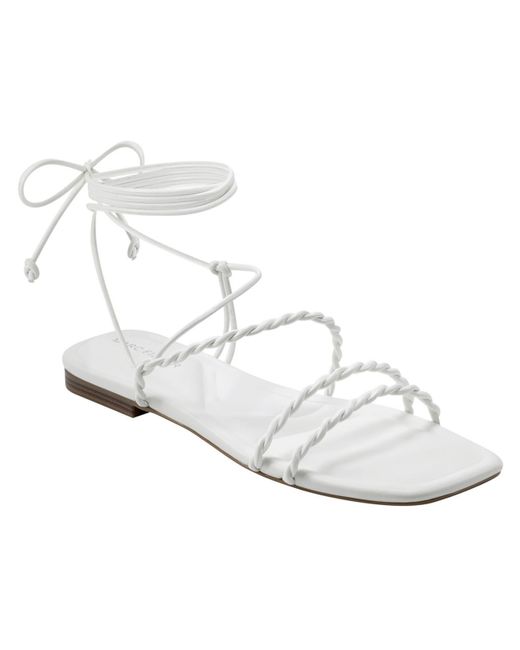 Marc Fisher White Strappy Faux Leather Gladiator Sandals