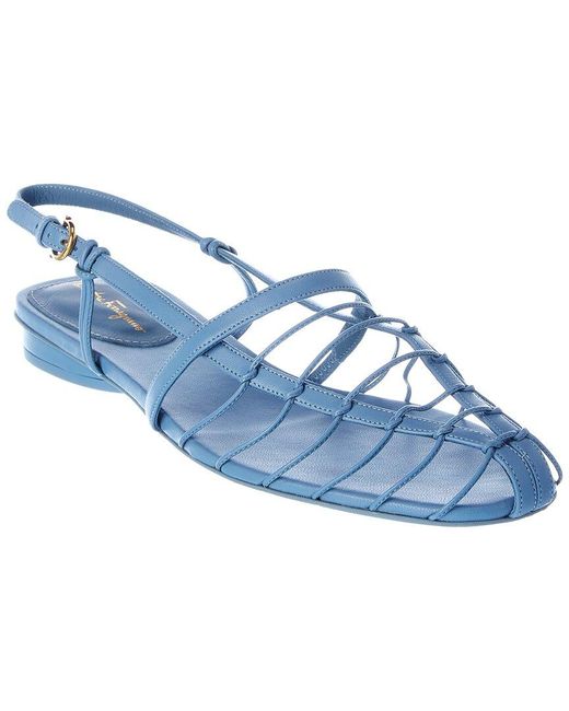 Ferragamo Blue Shay Leather Sandal