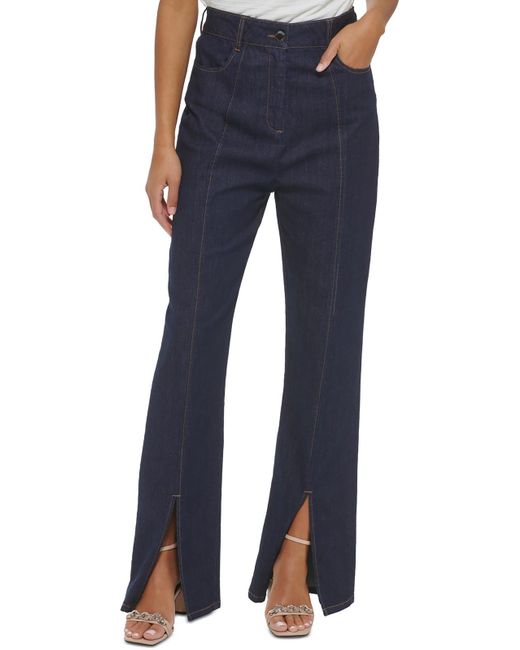 Calvin Klein Blue Split Hem Mid-rise Flare Jeans