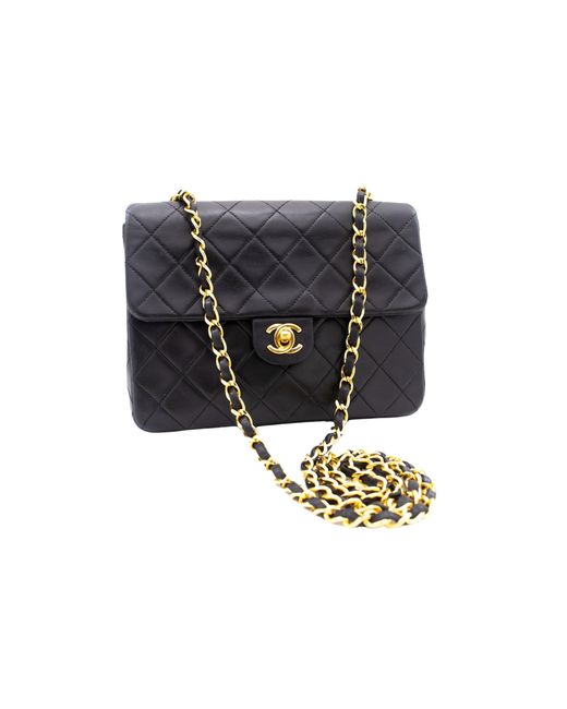 Chanel Sac À Rabat Leather Shoulder Bag (pre-owned) in Black | Lyst