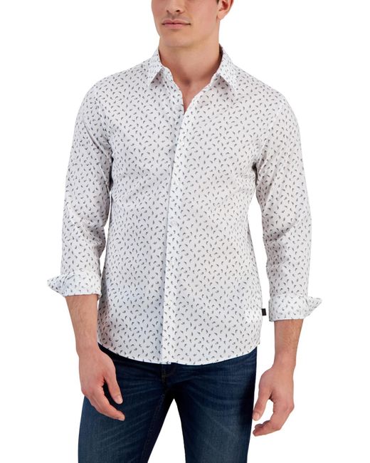 Michael Kors Gray Slim Fit Floral Button-down Shirt for men
