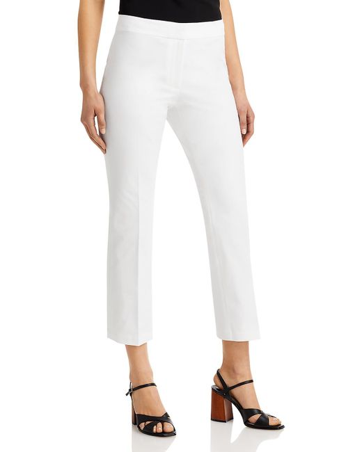 Lafayette 148 New York White High Rise Solid Cropped Pants