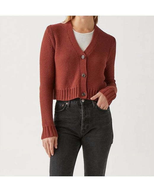 Michael Stars Red Fran Crop Sweater Cardigan In Pecan