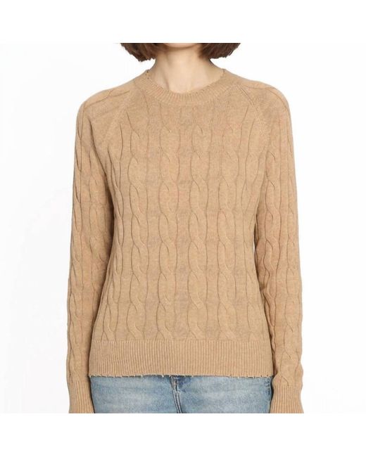 Minnie Rose Natural Cotton Cable Crew Sweater
