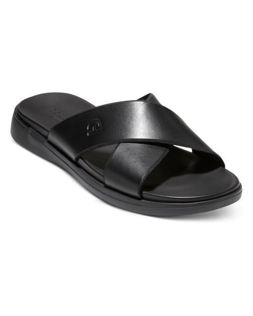 Cole Haan Black Criss-cross Front Manmade Slide Sandals for men