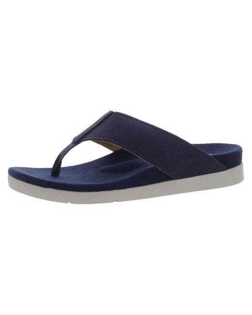 Spenco Blue Hampton Suede Thong Slide Sandals