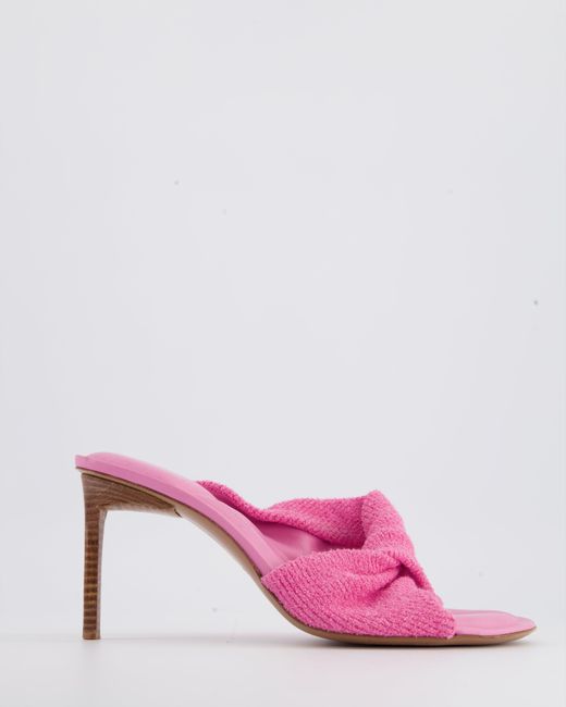 Jacquemus Pink Leather Towelling Mules With Cushioned Insole
