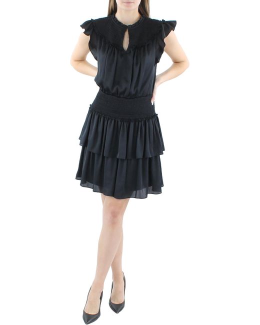 BCBGMAXAZRIA Black Tiered Ruffle Mini Dress
