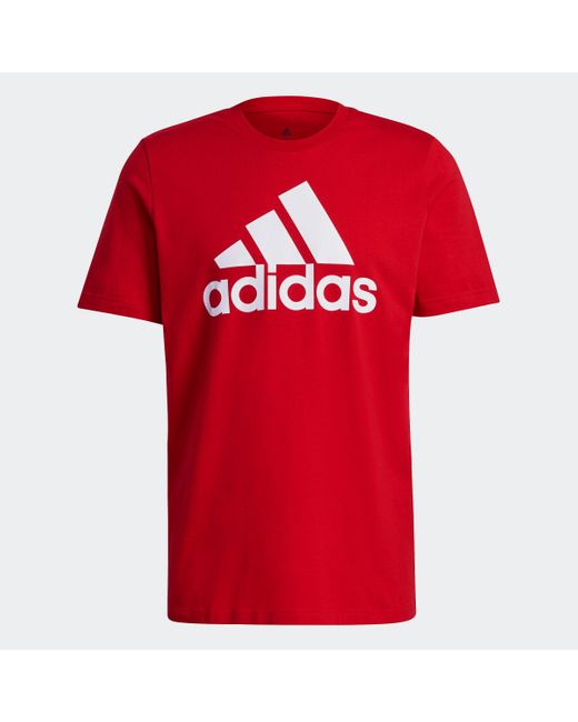 adidas Essentials Big Logo Tee in Red for Men | Lyst