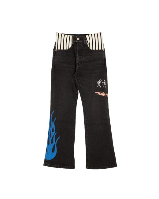 LOST DAZE Black Stripe Spandex Waist Jeans