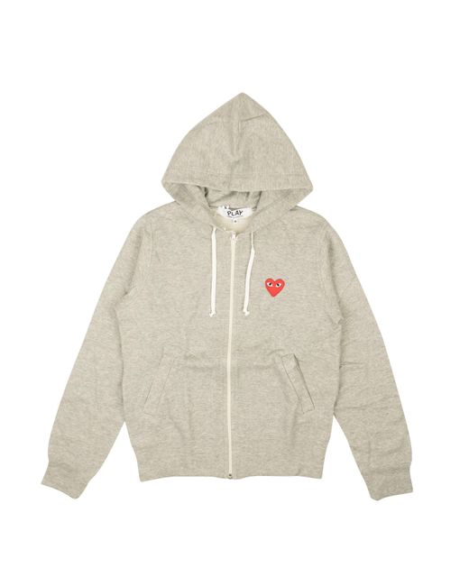 COMME DES GARÇONS PLAY White Comme Des Gar�ons Play 5 Red Hearts Hoodie - Gray