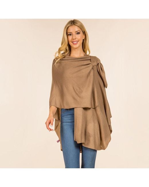 TRUEDAMES Natural Elegant Solid Drape Wrap Poncho