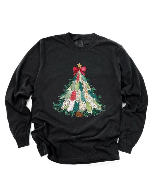 Simply Sage Market Black Christmas Tree Stitched