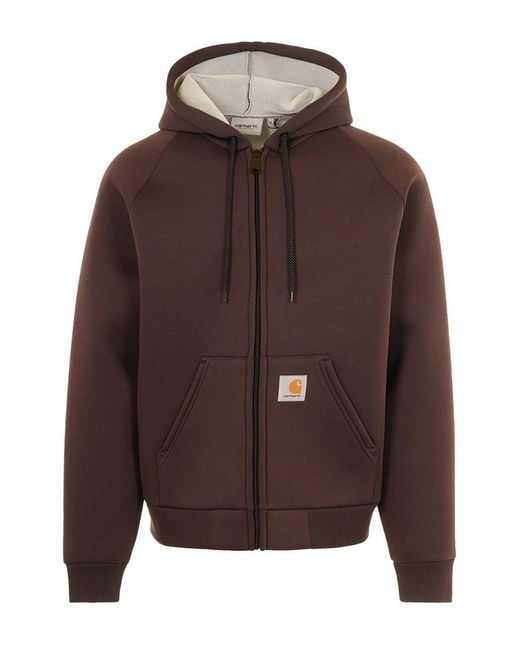 Carhartt Brown Heavyweight Hooded Jacket With Adjustable Hood And Ribbed Cuffs for men