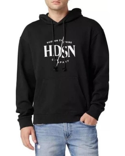 Hudson Black Graphic Pullover Hoodie for men