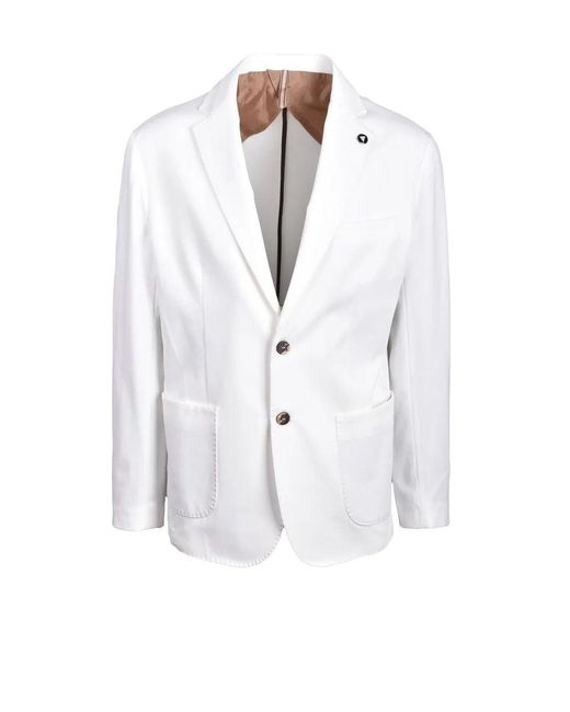 LABORATORI ITALIANI White Cotton Polyamide Elastane Jacket for men