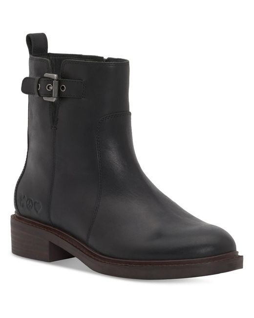 Lucky Brand Black Quendy Leather Round Toe Booties