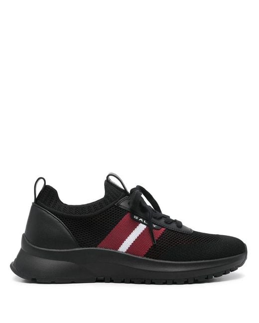 Bally Black Stripe Accents Leather Sneakers for men