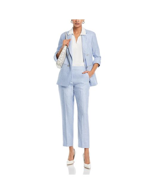 Tahari Blue Solid Pocket Straight Leg Pants