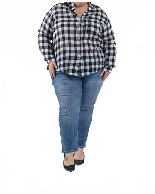 Jill McGowan Blue Kat Button Down Shirt