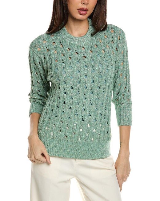 St. John Green Crochet Sweater