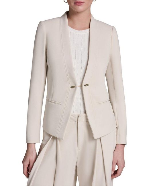 Halston Heritage Gray Collarless Blazer