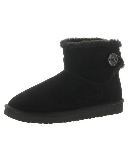 Koolaburra Black Nalie Mini Suede Faux Fur Winter & Snow Boots