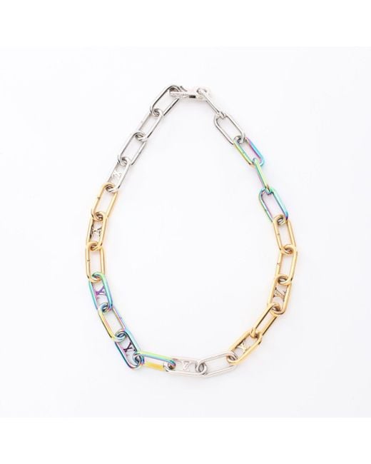 Louis Vuitton Metallic Collier Signature Chain Necklace Color