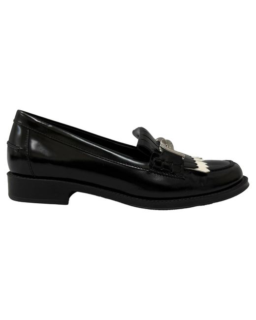 Tod's Black Gommino Fringe Double T Loafers