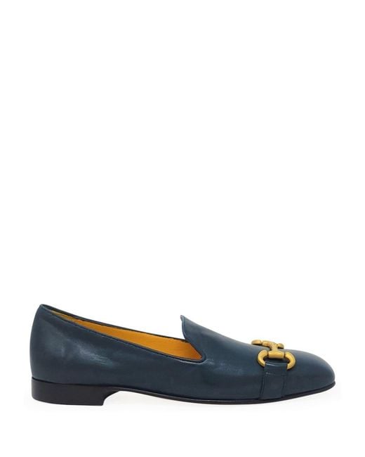 Madison Maison Blue Leather Square Toe Loafer
